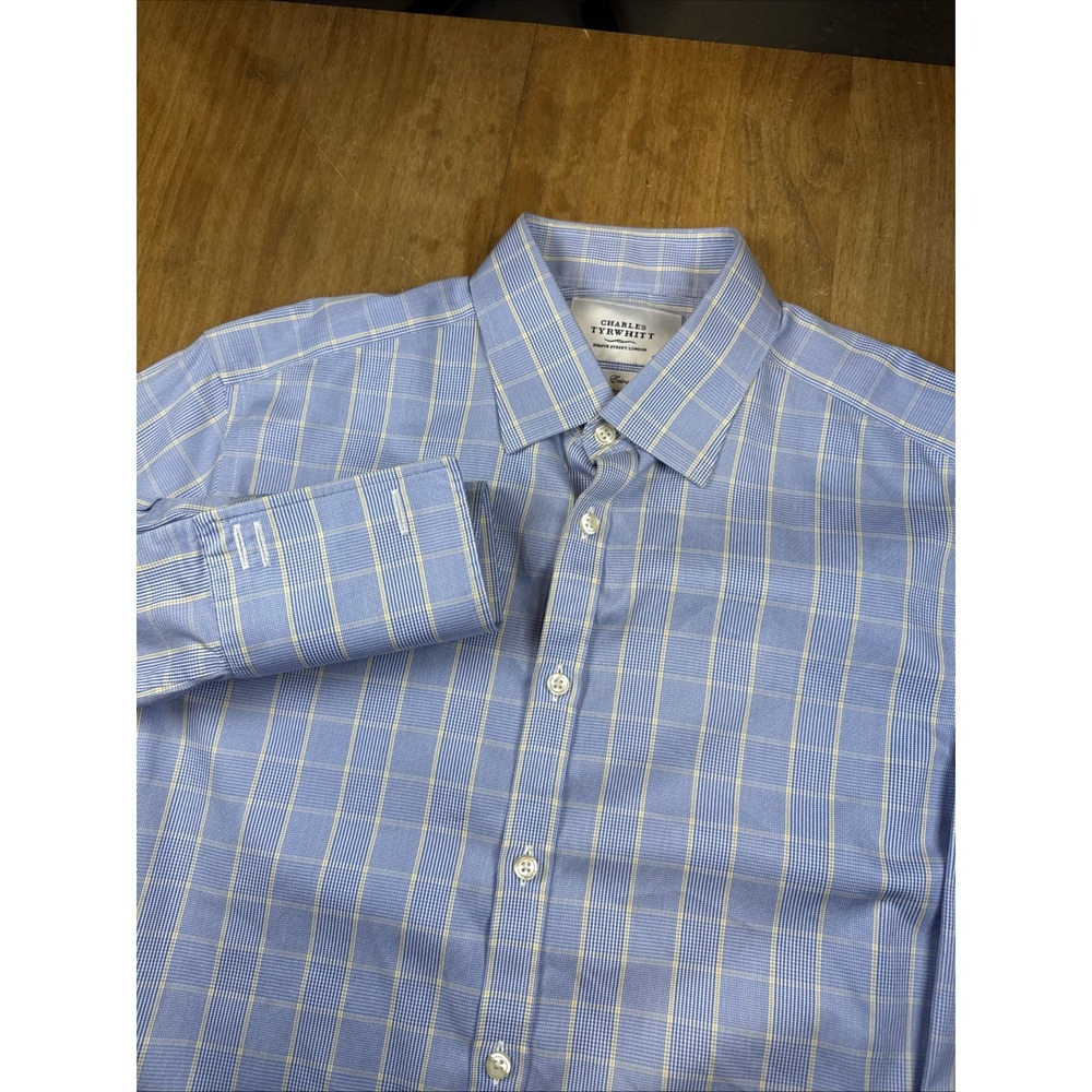 Charles Tyrwhitt Non-Iron Extra Slim Fit Dress Shirt 16-36 Blue French Cuff